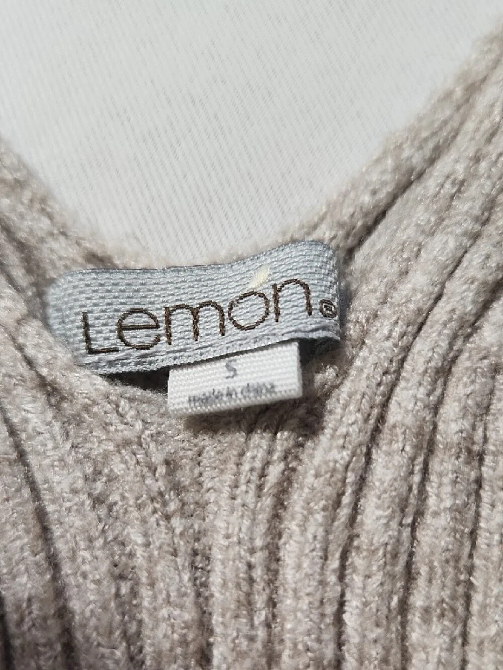 Lemon Ribbed V-Neck Knit Tank in Light Beige - Picture 2 of 6